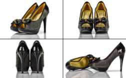 Pumps Peeptoe Plateau Schwarz Lack Modeli