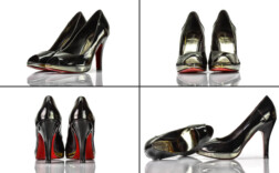 Pumps Peeptoe Plateau Schwarz Lack Rote Sohle Graceland