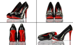 Pumps Peeptoe Plateau Schwarz Rot Lack Catwalk