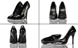 Pumps Peeptoe Schwarz Lack