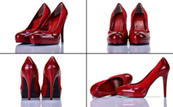 Pumps Plateau Rot Stoffmix Velour Lack