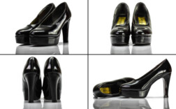 Pumps Plateau Schwarz Lack Catseyes