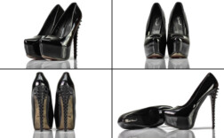 Pumps Plateau Schwarz Lack Stacheln