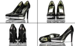 Pumps Plateau Schwarz Leder Chrom Graceland