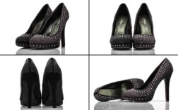 Pumps Plateau Schwarz Wildleder Nieten Catwalk