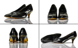Pumps Schwarz Lack Goldener Rand Vintage