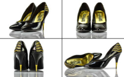 Pumps Schwarz Lack Metallabsatz Novi Fashion Vintage