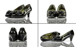 Pumps Schwarz Lack Schleife Vintage