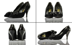 Pumps Schwarz Lack Stoffmix Vintage Spain