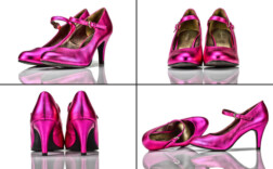 Pumps mit Fesselspange Rosa Metallic Graceland