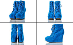 Stiefeletten Plateau Keilabsatz Blau