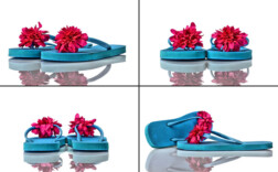 Zehentrenner Blau Rosa Blume