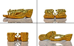Zehentrenner Keilabsatz Gold Glitzer