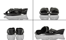 Pantoletten Keilabsatz Schwarz Lack Velour Ariane