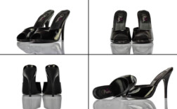 Pantoletten Schwarz Lack Pleaser