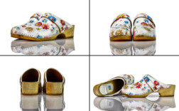 Clogs Weiß Lack Blumen