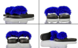 Badeschuhe Blau Puschel Marabou