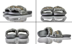 Badeschuhe Fell Grau Kette BlingBling