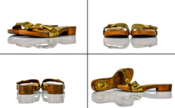 Pantoletten Holz Gold BlingBling Mascha