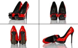 Pumps Peeptoe Plateau Rot Lack Schleife Belle Women
