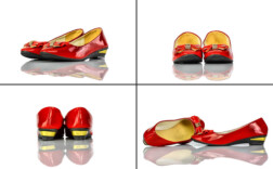 Ballerinas Rot Lack Schleife Gold