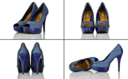 Pumps Peeptoe Plateau Blau Glitzer Street