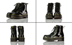 Boots Kurz Plateau Schwarz Lack Super Me