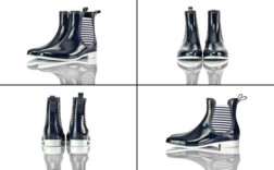 Gummistiefel Kurz Marine Blau Weiß Gestreift