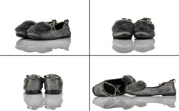 Ballerinas Grau Wildleder Flauschi