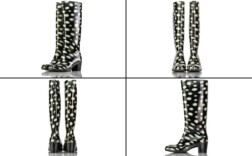 Gummistiefel Absatz Blau Weiß Punkte