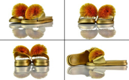 Badeschuhe Gold Bommel Fashion
