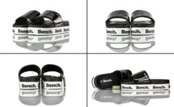 Badeschuhe Plateau Schwarz Lack Bench