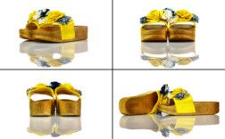 Badeschuhe Plateau Gelb Plastik Blumen Torino