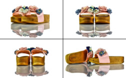 Badeschuhe Plateau Rosa Plastik Blumen Torino