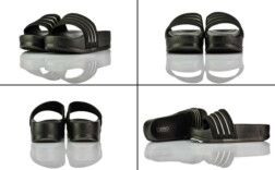 Badeschuhe Plateau Schwarz Silber Torino