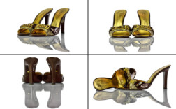 Pantoletten High Heels Braun Lack Guess
