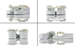 Zehentrenner Plateau Keilabsatz Weiß Ideal Shoes