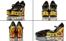 Pumps Plateau Keilabsatz Schwarz Lack Kork Penthouse