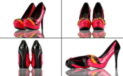 Pumps Plateau Rosa Schwarz Lack