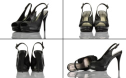 Sandaletten Plateau Schwarz Stoff Yessica