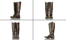 Stiefel Braun Gold Kroko Lack