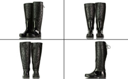 Gummistiefel Schwarz Winter Gefüttert Stoffmix