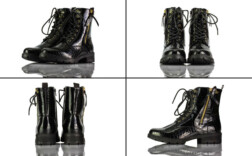 Boots Kurz Schwarz Kroko Lack Bruno Banani