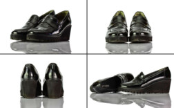 Loafer Plateau Keilabsatz Schwarz Lack Paul Green