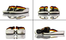 Zehentrenner Plateau Keilabsatz Schwarz Rot Gold Graceland