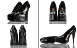 Pumps Plateau Schwarz Lack Cube