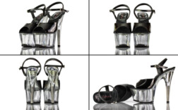 Sandaletten Plateau Mega Schwarz Lack Pleaser