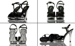 Sandaletten Plateau Schwarz Lack Acryl Pleaser