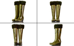 Gummistiefel Keilabsatz Beige Wandelei