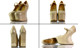 Heelless Heels Beige Lack Publicite